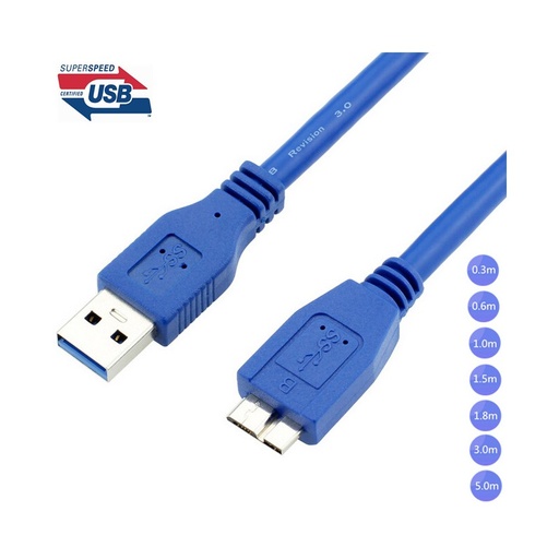 CABLE RACK USB3.0 MALE A MICRO-B 1,5METRES INFOPRO POUR DISQUE DUR...